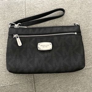 Michael Kors, black and silver wristlet